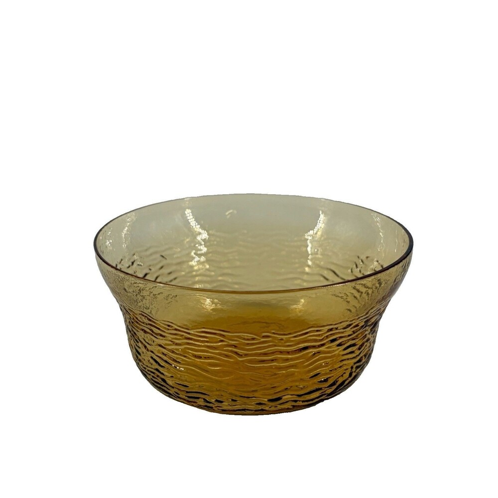 Vintage Fostoria Congo Amber Brown Wavy Glass Dessert Berry Bowl Serono